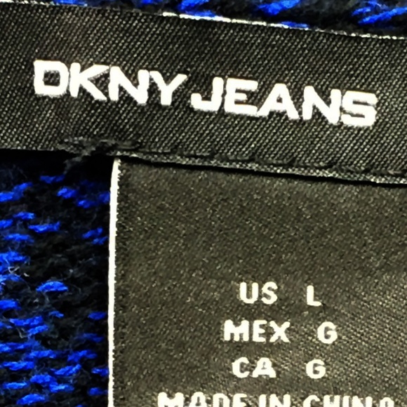 DKNY Crochet Knit Navy Long Sleeve Tunic Sweater - Picture 8 of 8